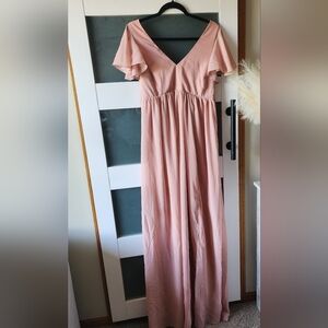 Birdy Grey Hannah Dusty Rose Empire Waist Flutter Sleeve Bridesmaid Dress